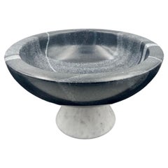 Postmodern Solid Marble Massive Italian Footed Compote Bowl