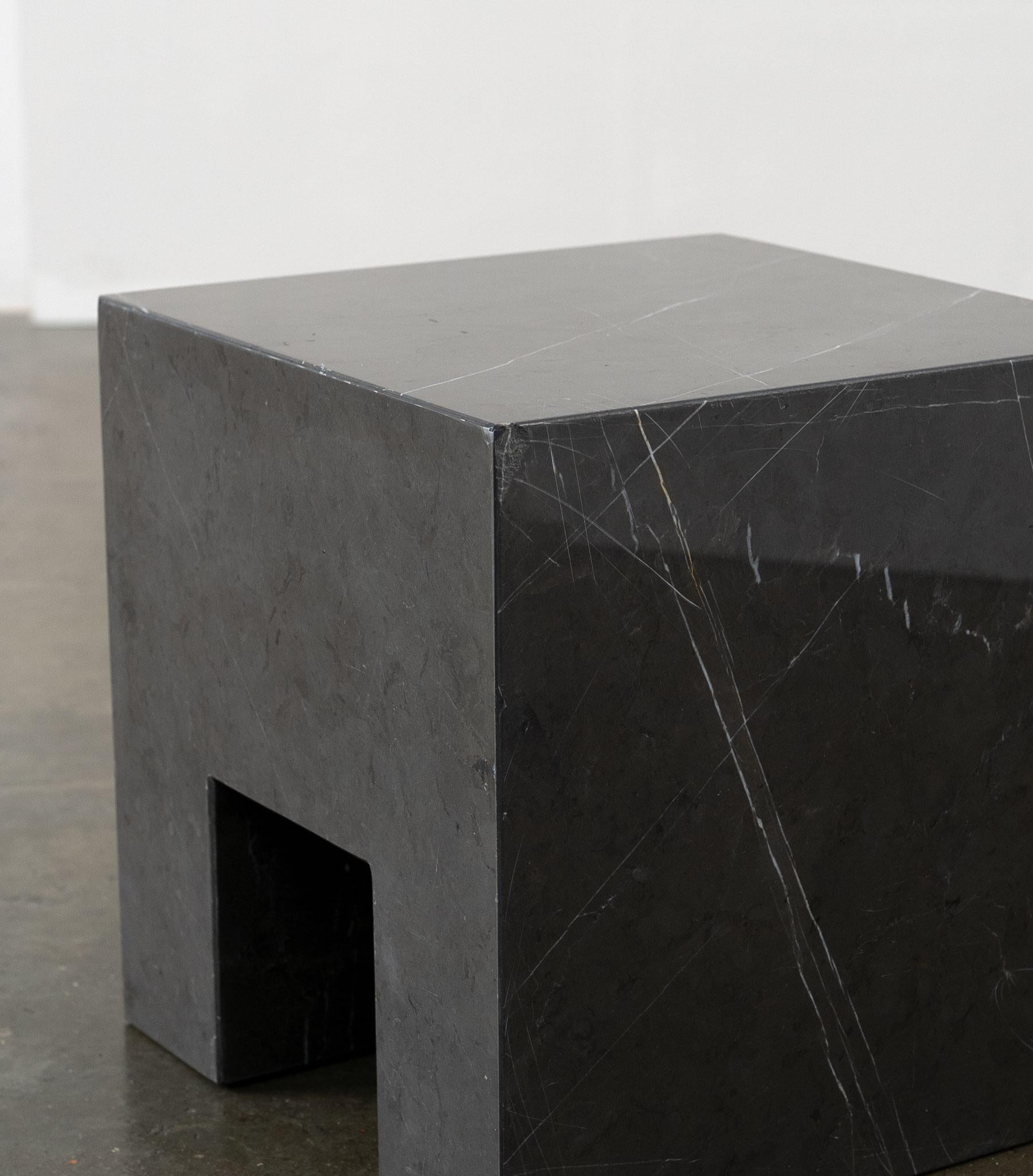 Hand-Carved Postmodern Solid Marble Stool / Side Table For Sale