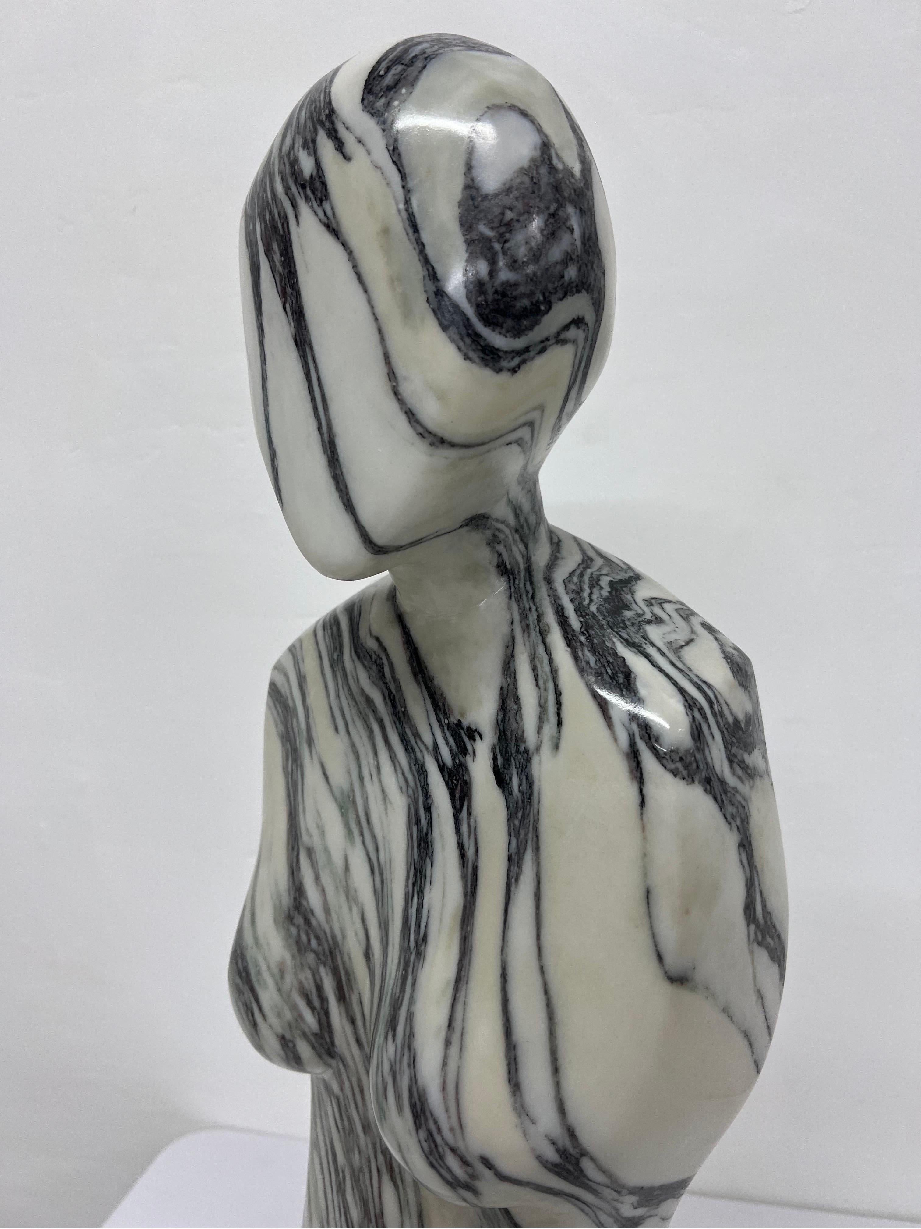 20th Century Postmodern Solid Polished Carved Italian Marble Female Figurative Sculpture For Sale