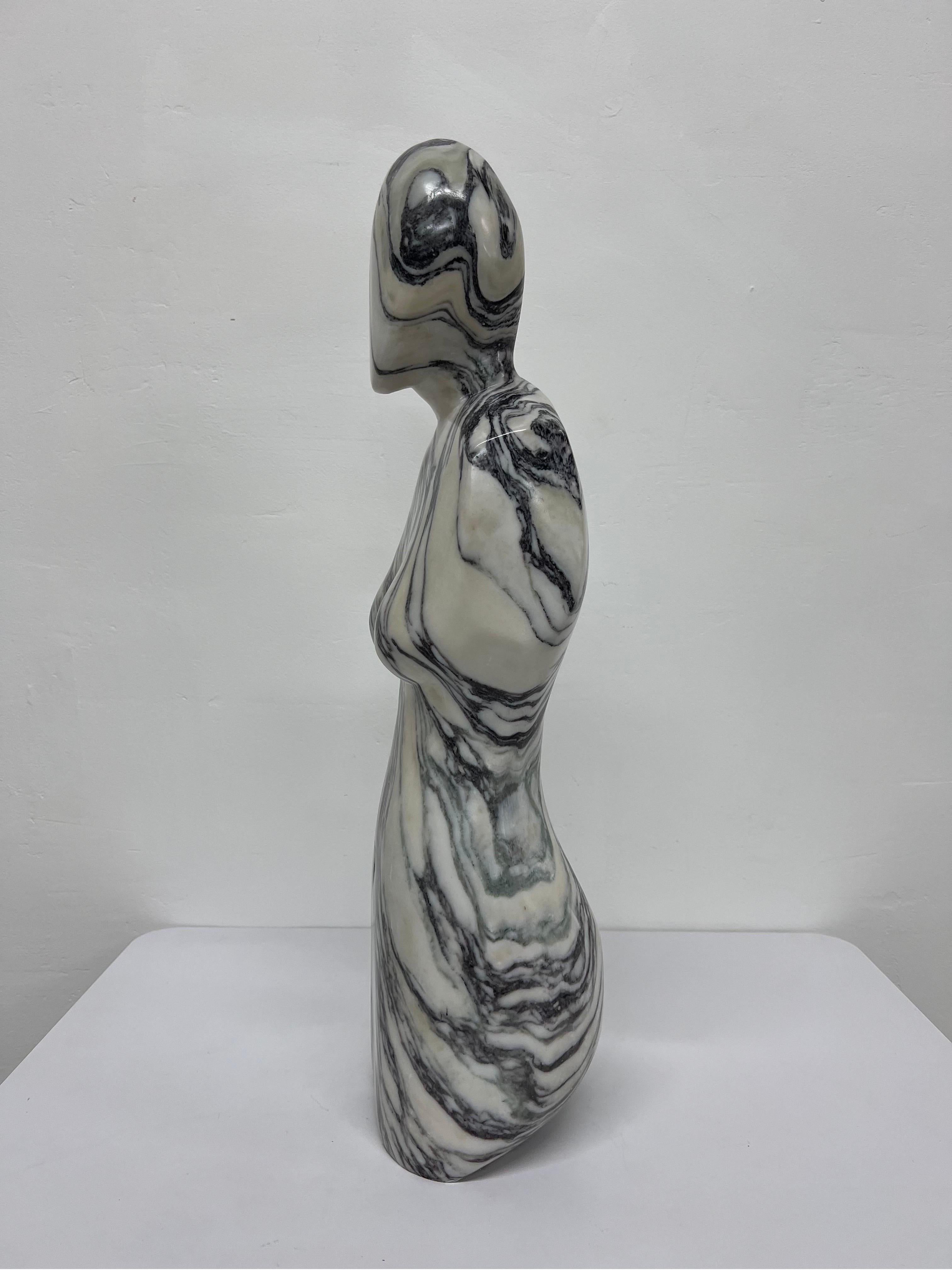 Postmodern Solid Polished Carved Italian Marble Female Figurative Sculpture For Sale 2