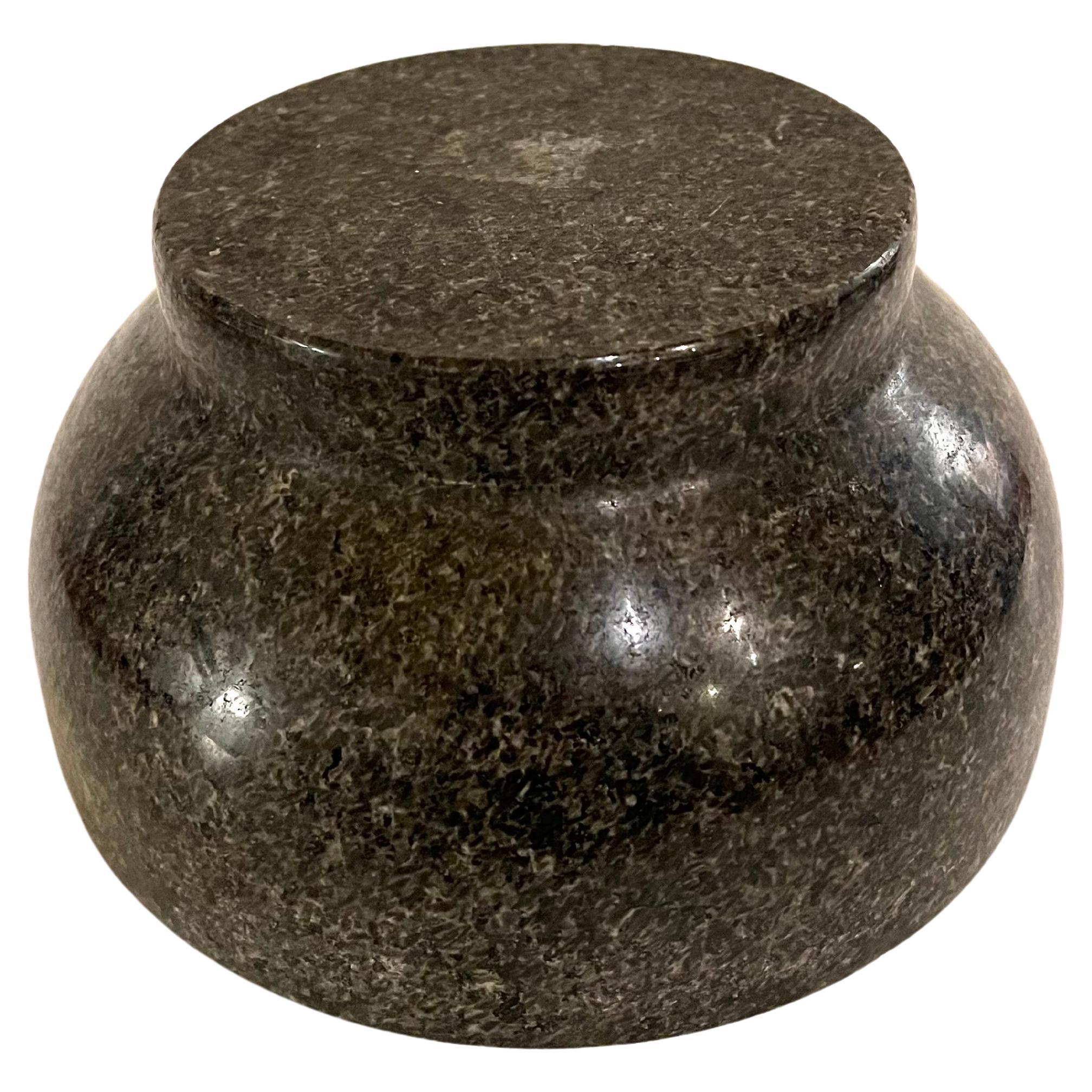 Postmodern Solid Polished Granite Massive Italian Footed Compote Bowl In Excellent Condition For Sale In San Diego, CA