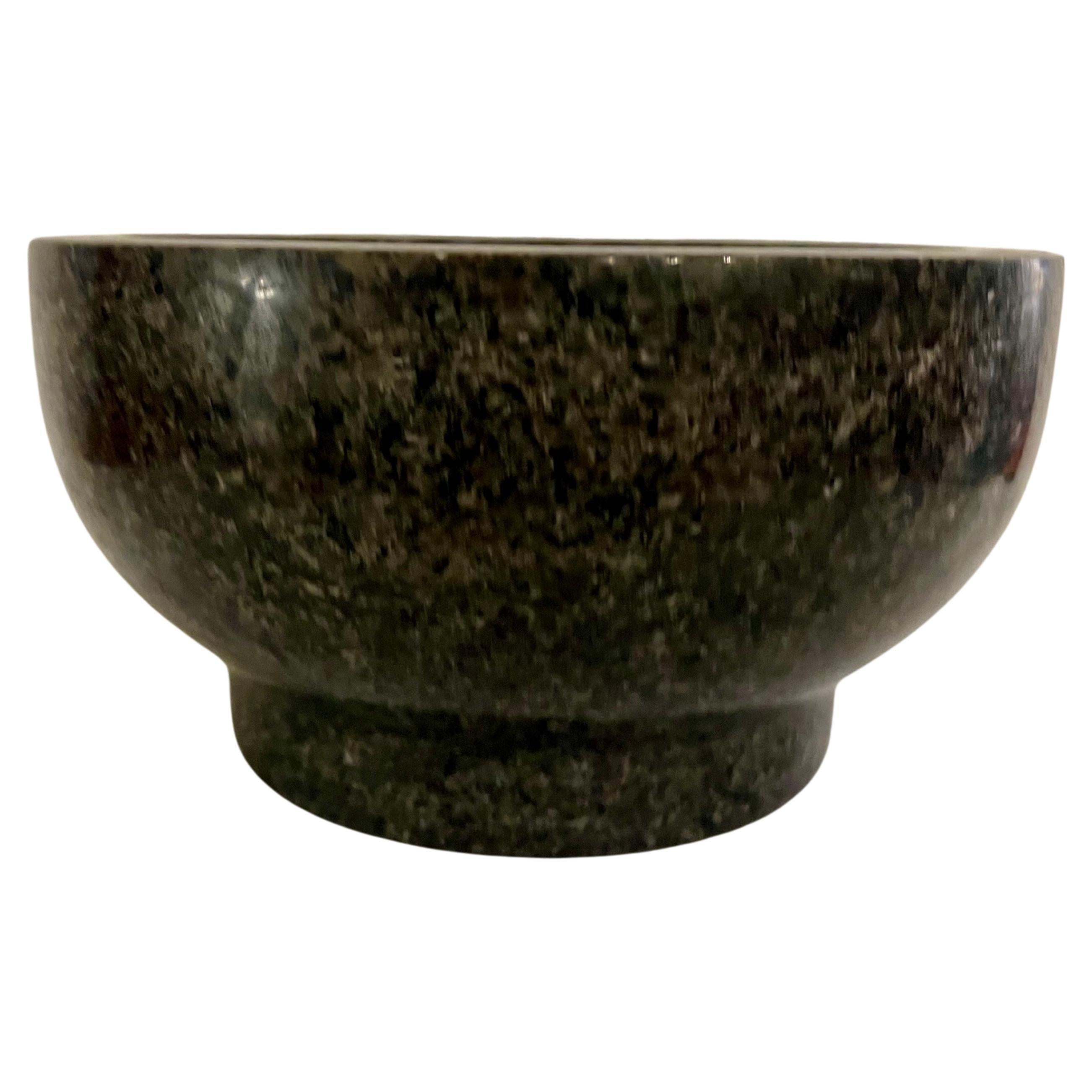 Postmodern Solid Polished Granite Massive Italian Footed Compote Bowl