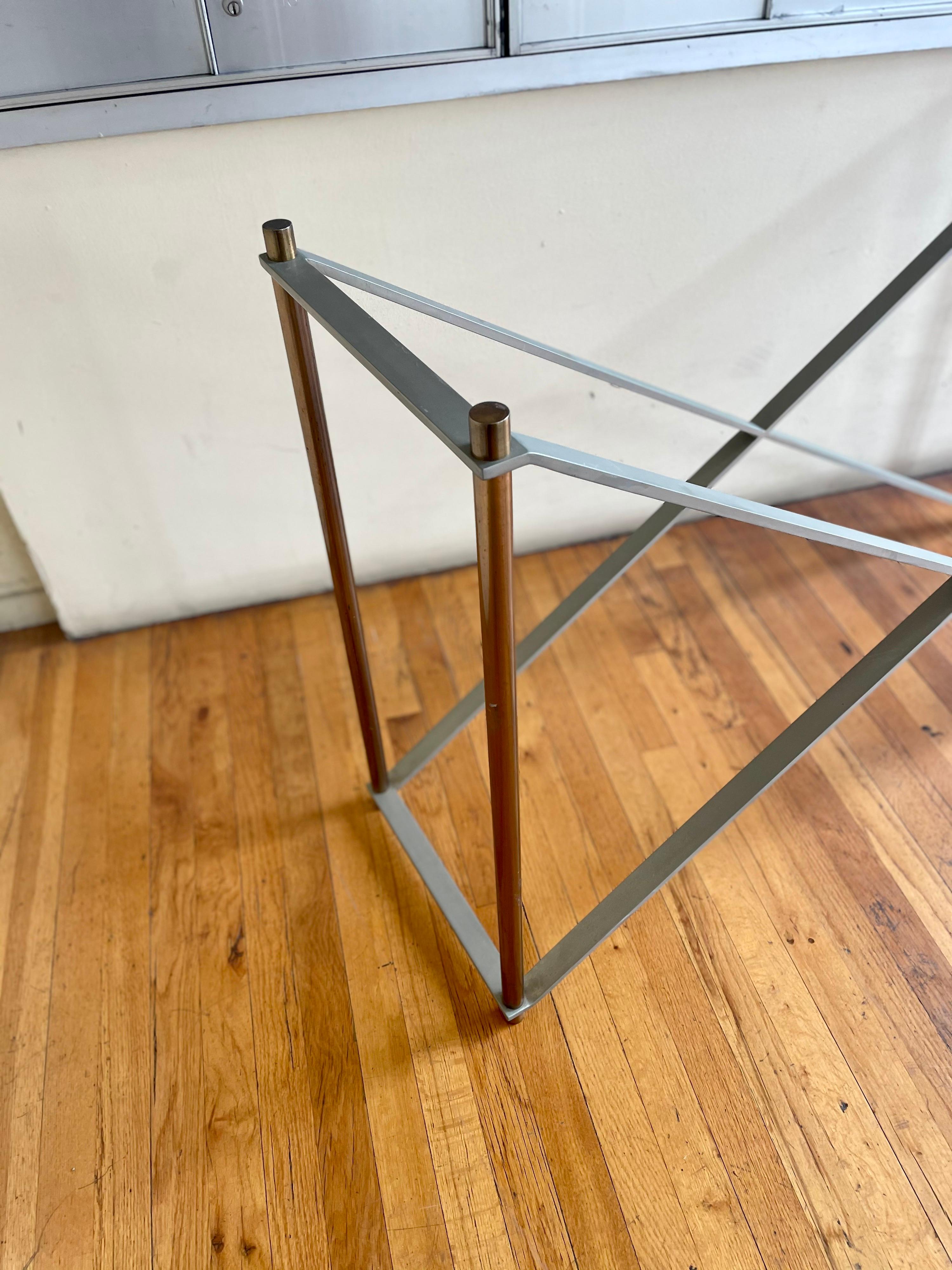 Postmodern Solid Stainless Steel & Brass Console/Sofa Table In Good Condition For Sale In San Diego, CA
