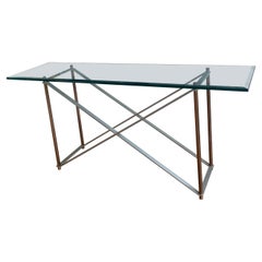 Postmodern Solid Stainless Steel & Brass Console/Sofa Table