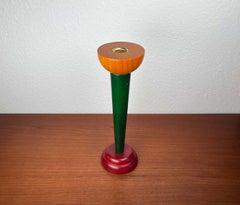 Postmodern solid wood yellow green red Monokel candleholder from Ikea, 1980s