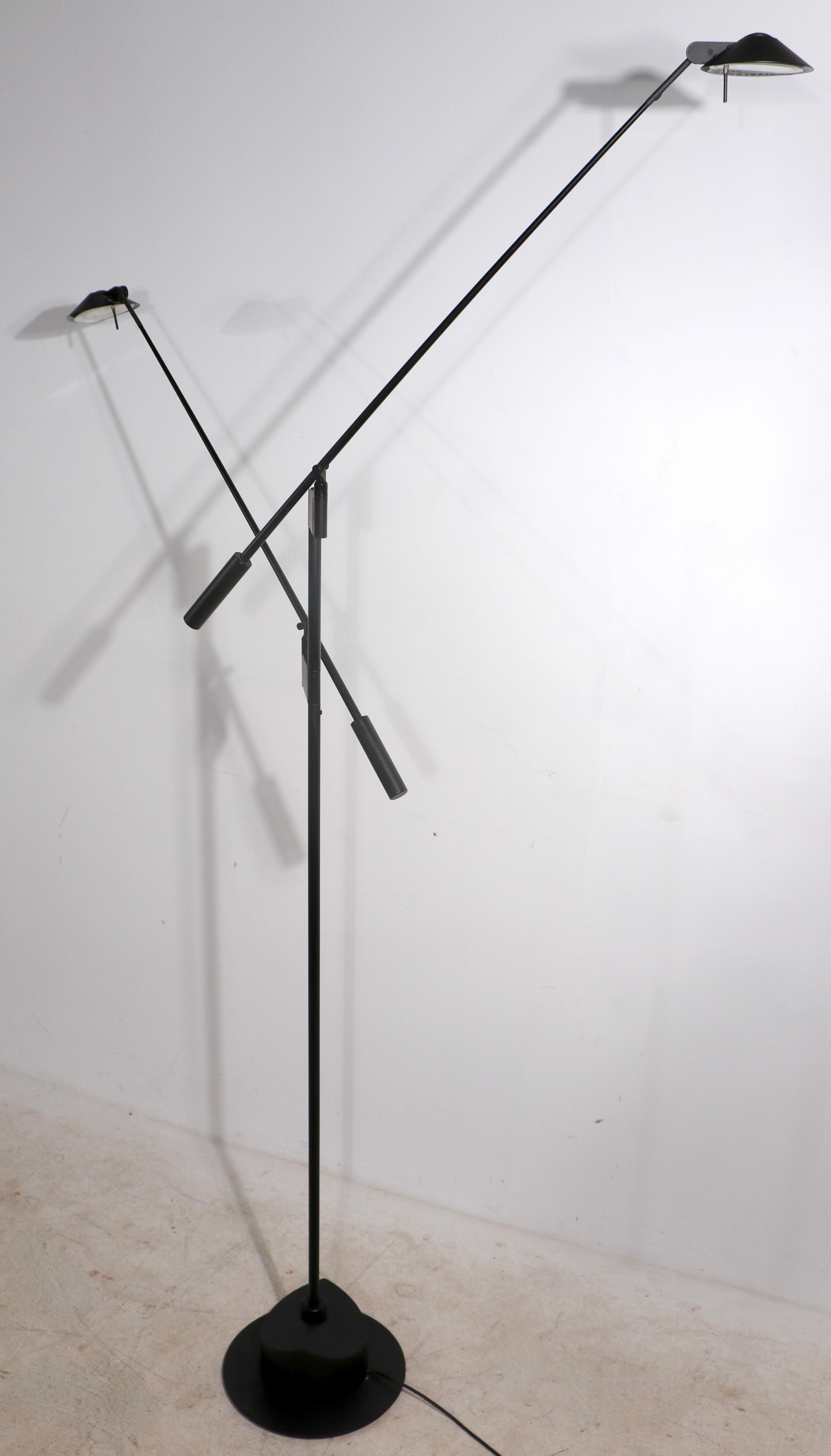 Postmodern Sonneman for Kovacs Two Light Anglepoise Halogen  Floor Lamp In Good Condition In New York, NY