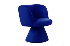 Postmodern Space Age Blue Velvet Dining Chair Coraje