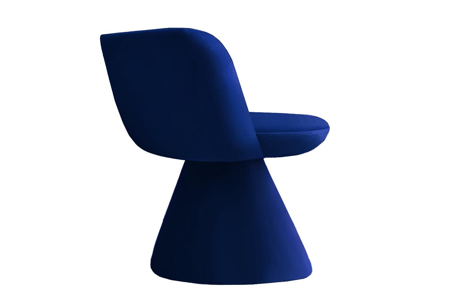 Spanish Postmodern Space Age Blue Velvet Dining Chair Coraje For Sale