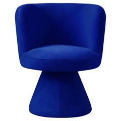 Postmodern Space Age Blue Velvet Dining Chair Coraje