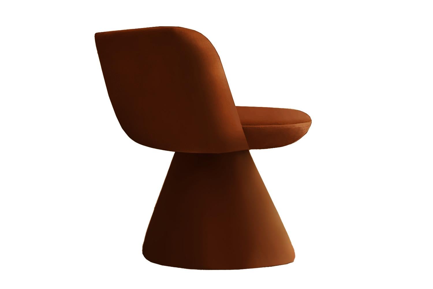Spanish Postmodern Space Age Brown Velvet Dining Chair Coraje For Sale
