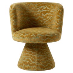 Postmodern Space Age Mustard Sage Swivel Dining Chair Coraje