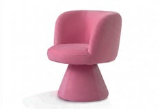 Postmodern Space Age Pink Velvet Dining Chair Coraje