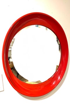 Postmodern Space Age Plastic & Mirror Frame Oval Wall Mirror