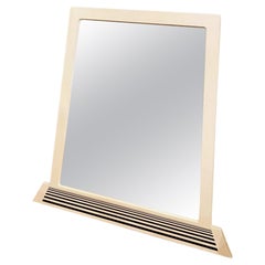 Espejo de pared posmoderno de madera lacada en blanco "Italia" de la Era Espacial