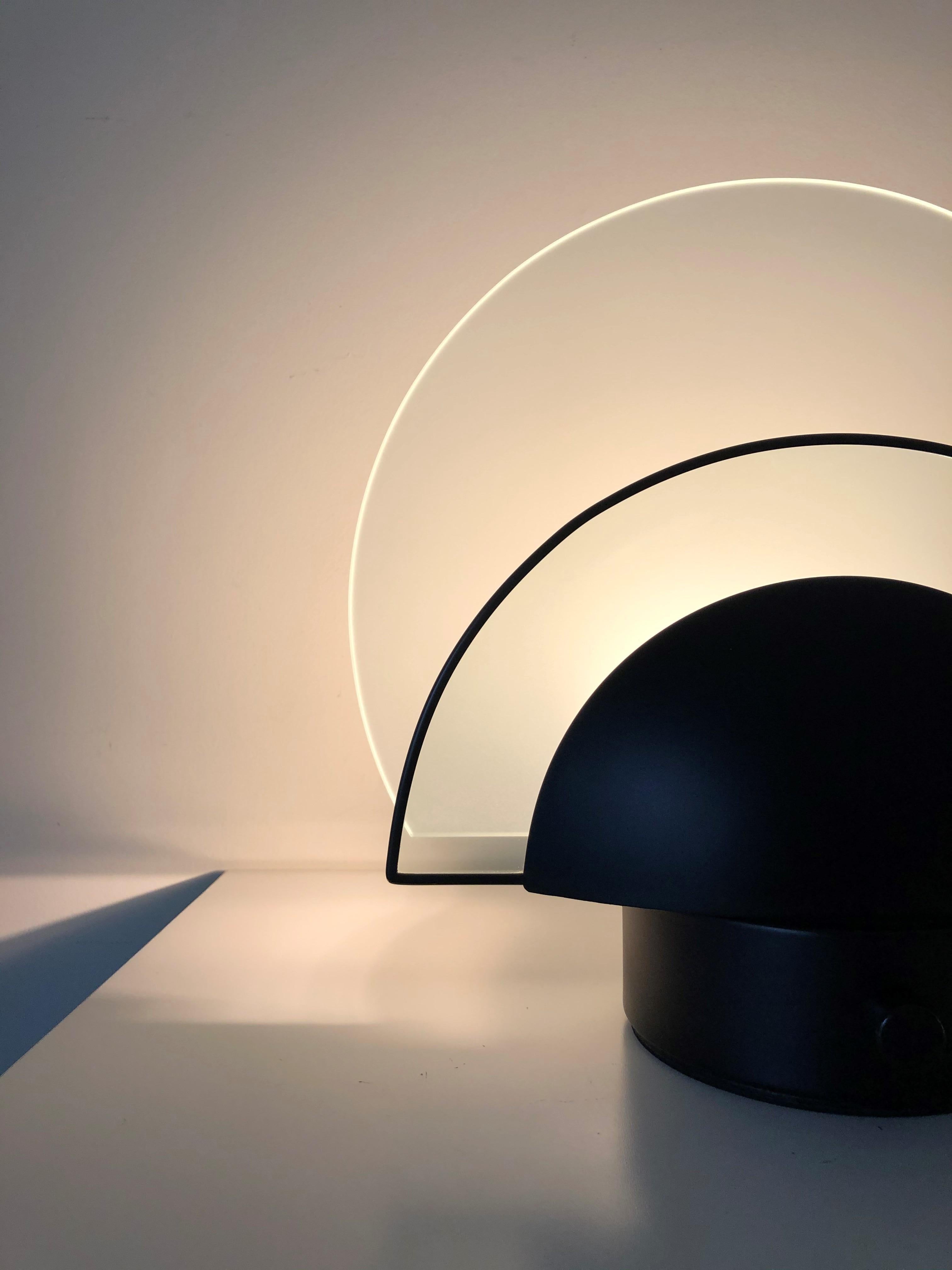 Enameled Postmodern Dimmable Spanish Black Table Lamps by Estiluz, Barcelona, 1980s For Sale