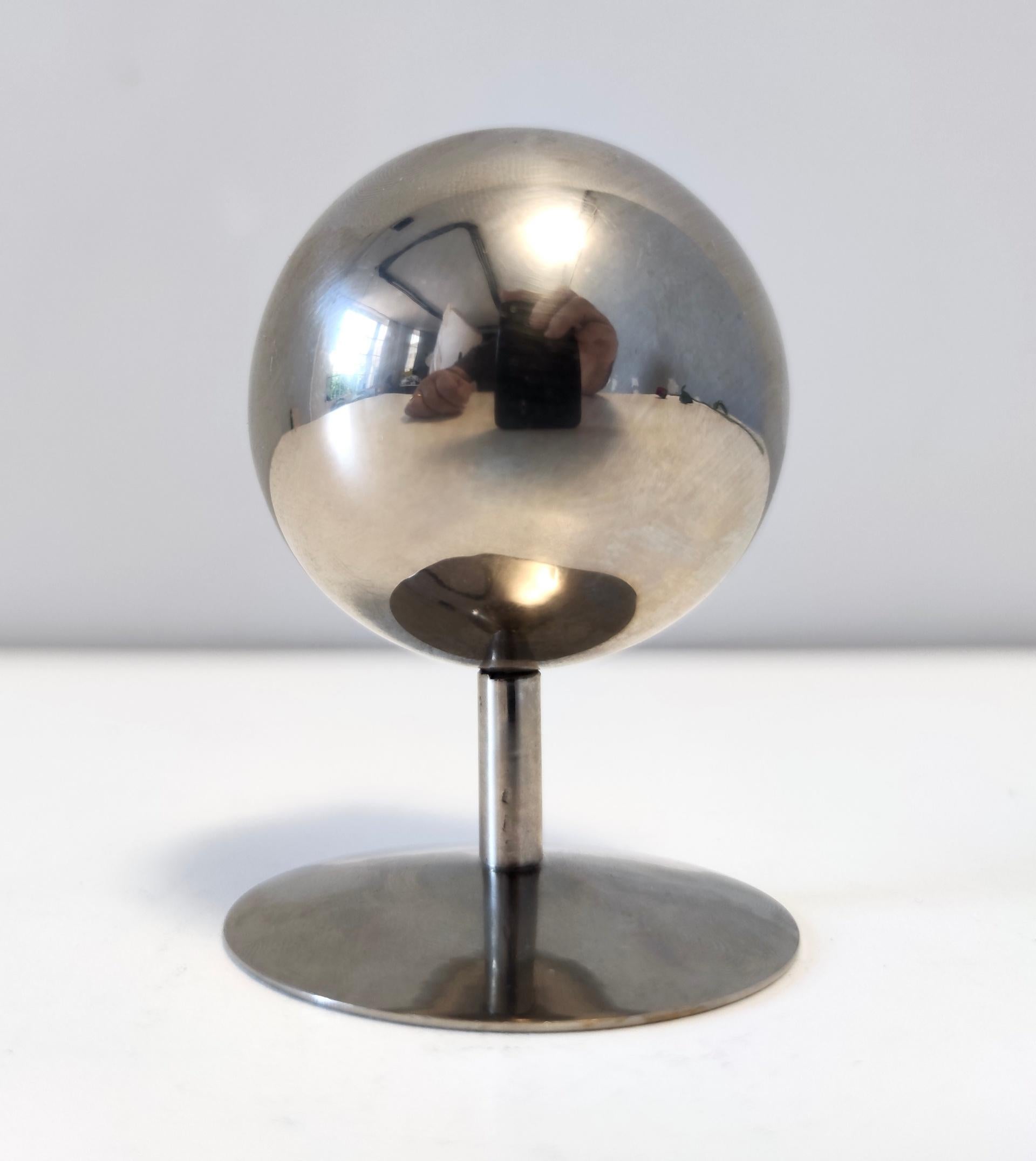 Postmodern Spherical Steel Ashtray with Flip-Top Lid, Italy 5
