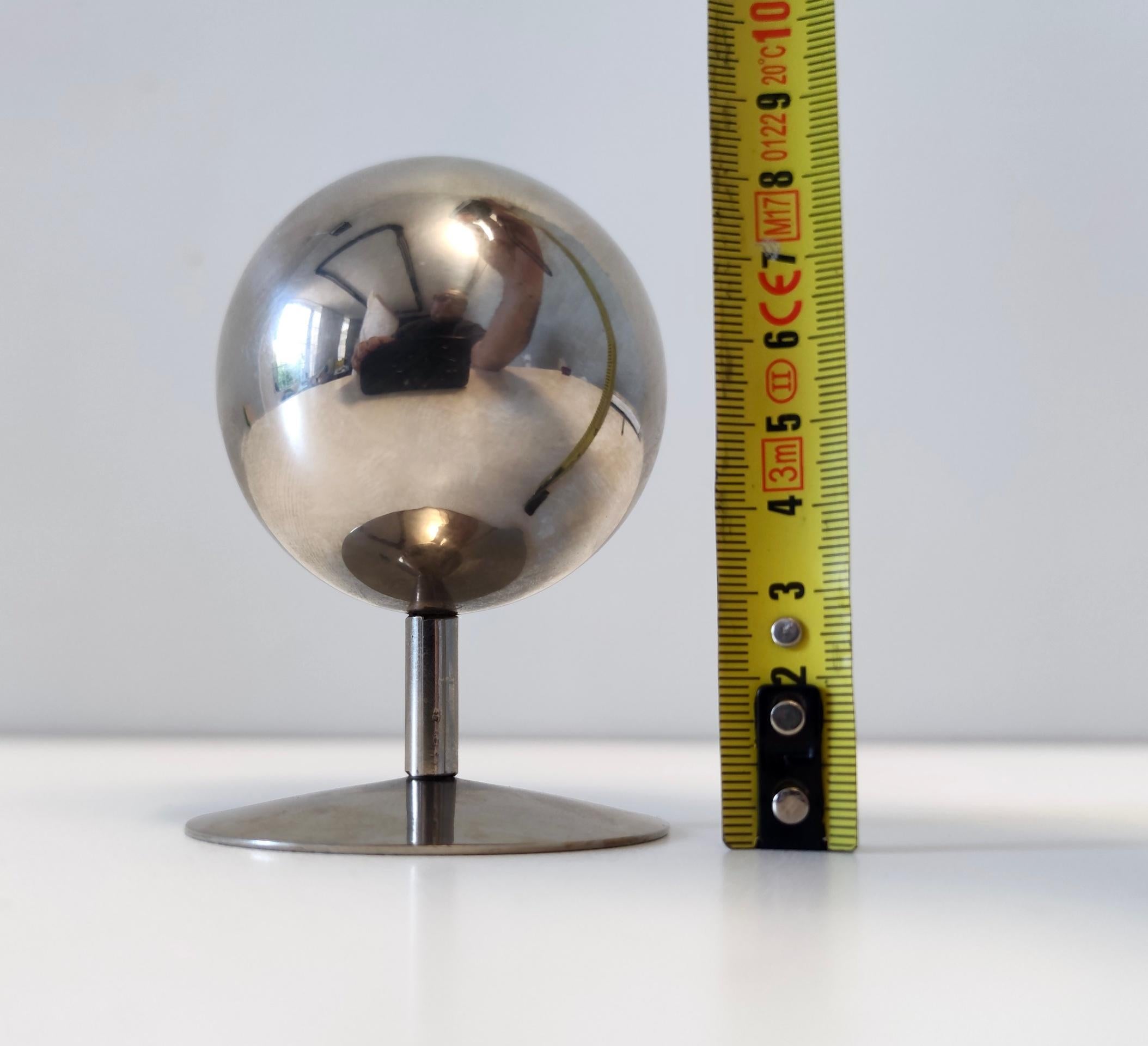 Italian Postmodern Spherical Steel Ashtray with Flip-Top Lid, Italy