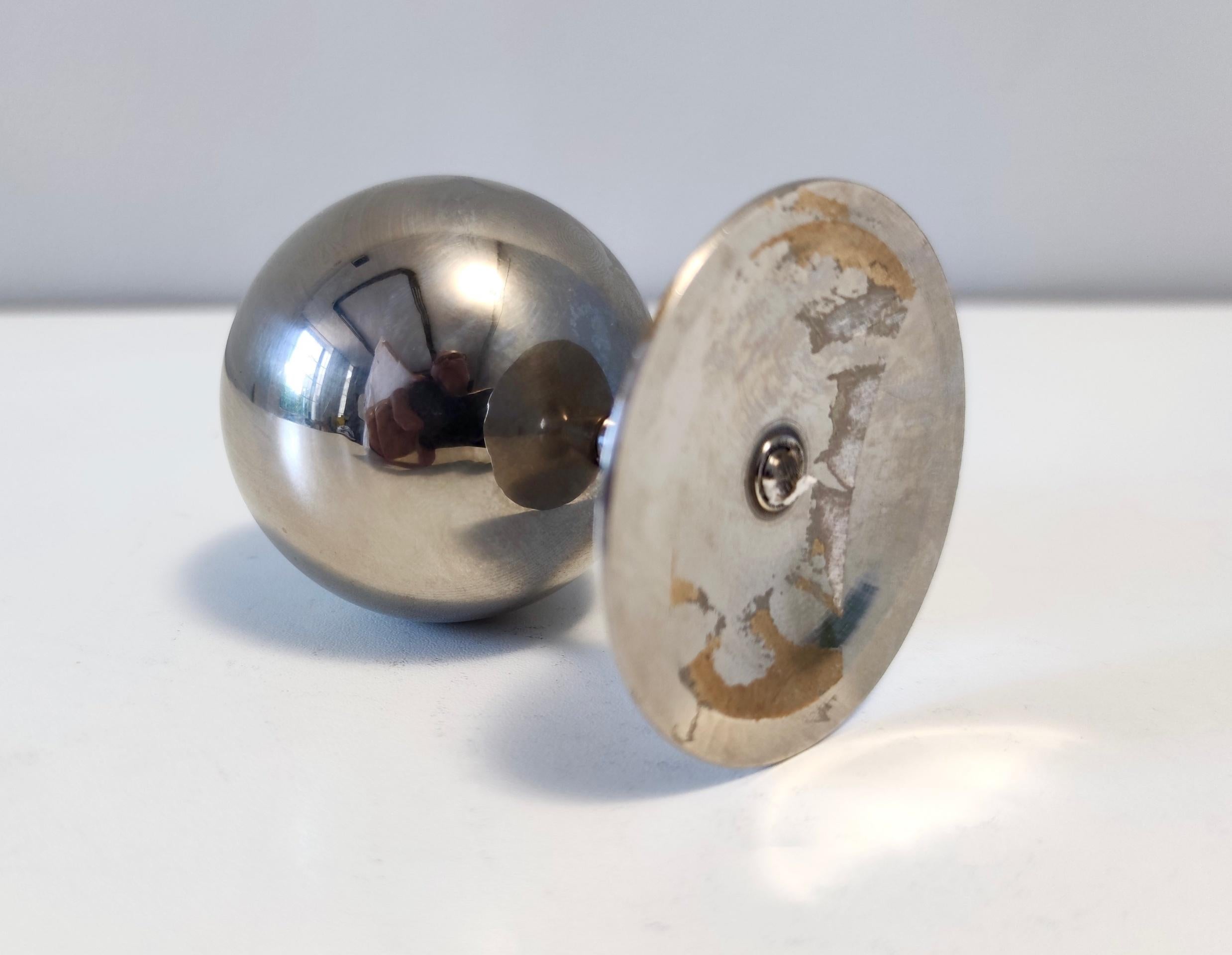 Postmodern Spherical Steel Ashtray with Flip-Top Lid, Italy 1