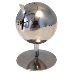 Postmodern Spherical Steel Ashtray with Flip-Top Lid, Italy