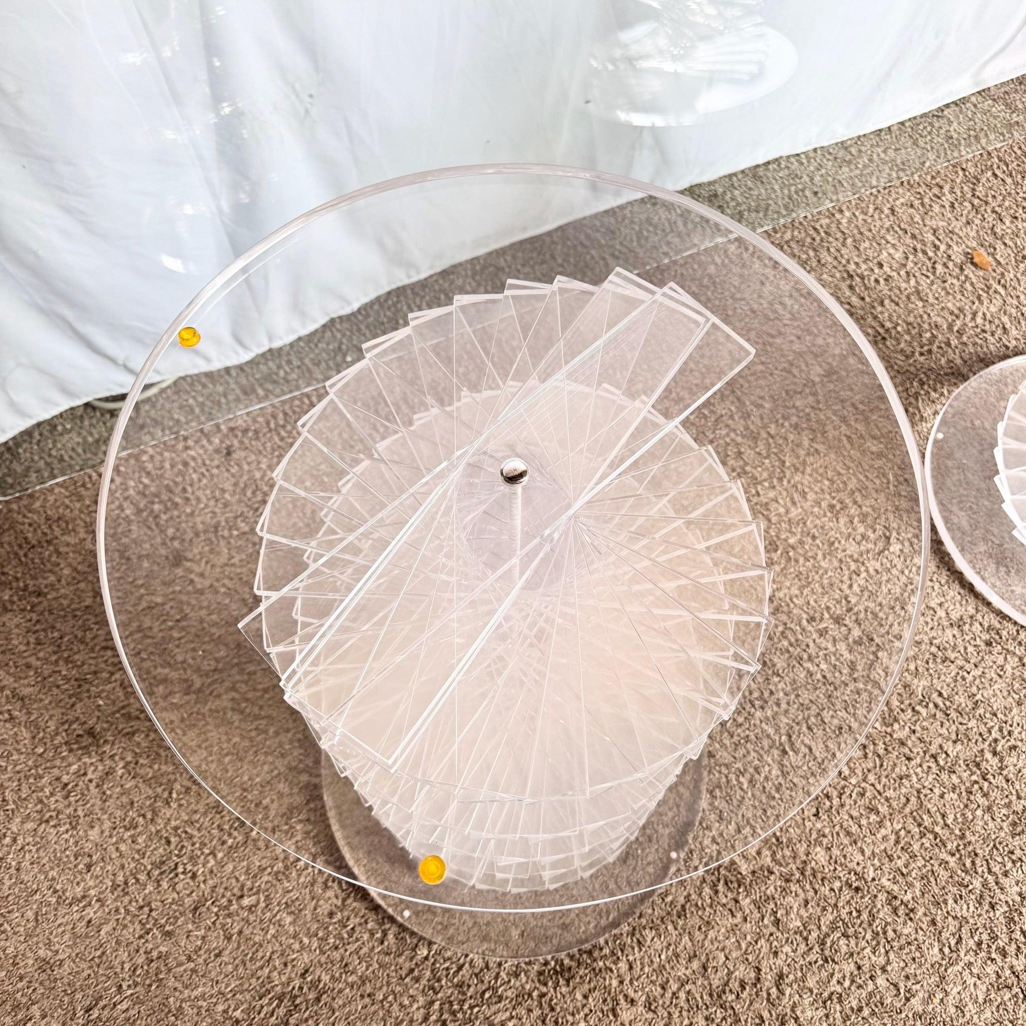 Postmodern Spiral Stacked Lucite Glass Top Dining Table For Sale 4