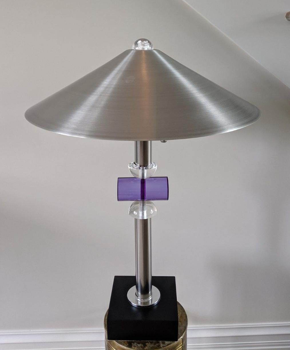 Postmodern Spun Aluminum and Acrylic Table Lamp For Sale 2