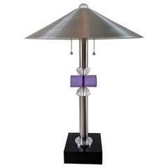 Postmodern Spun Aluminum and Acrylic Table Lamp