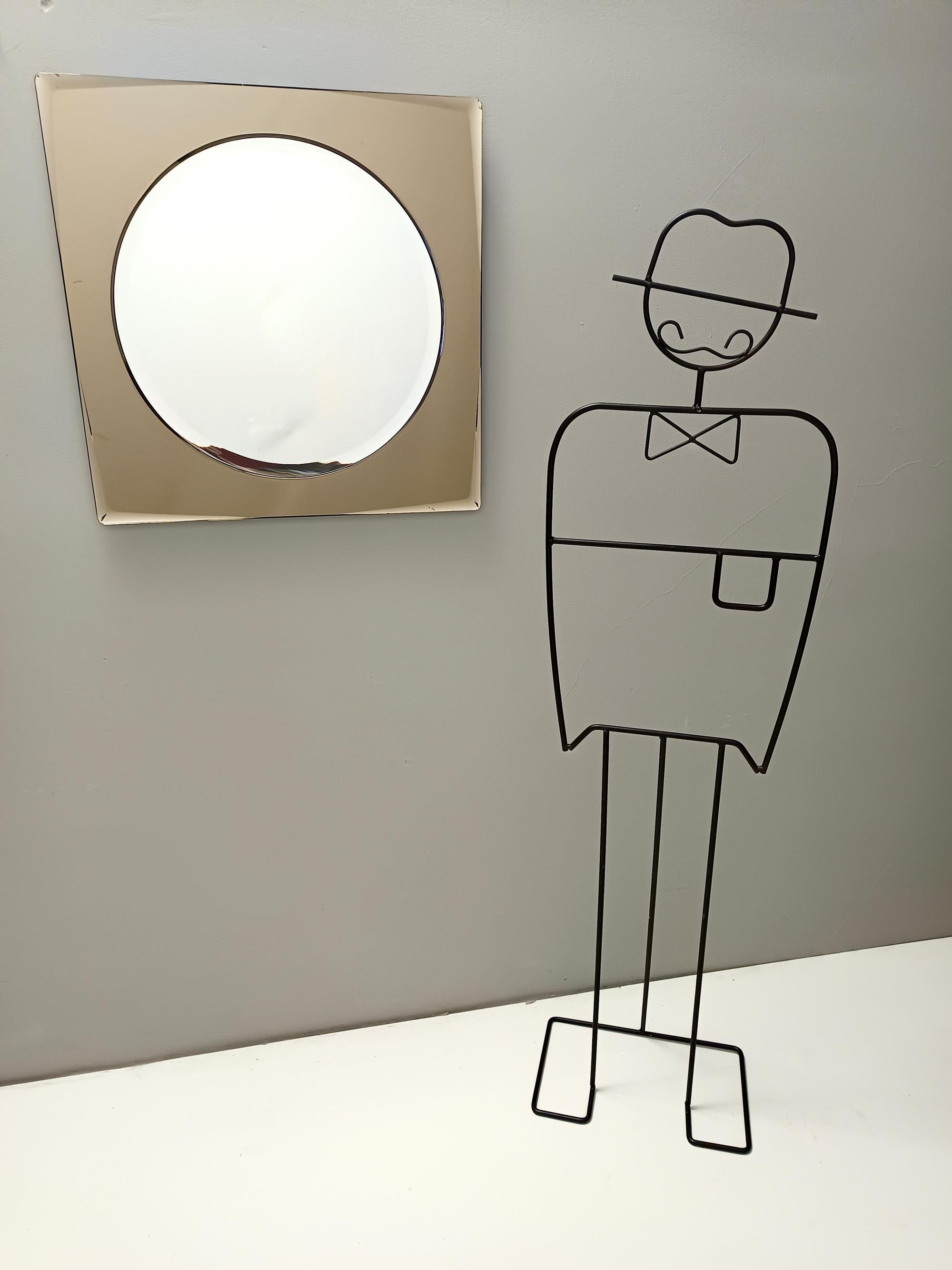 Miroir mural carré beige postmoderne avec verre biseauté, Italie Bon état - En vente à Bresso, Lombardy