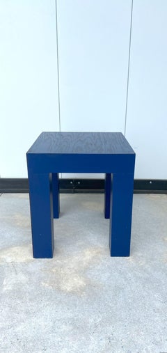 Mesa auxiliar de bebidas postmoderna cuadrada azul estilo Memphis, pequeña