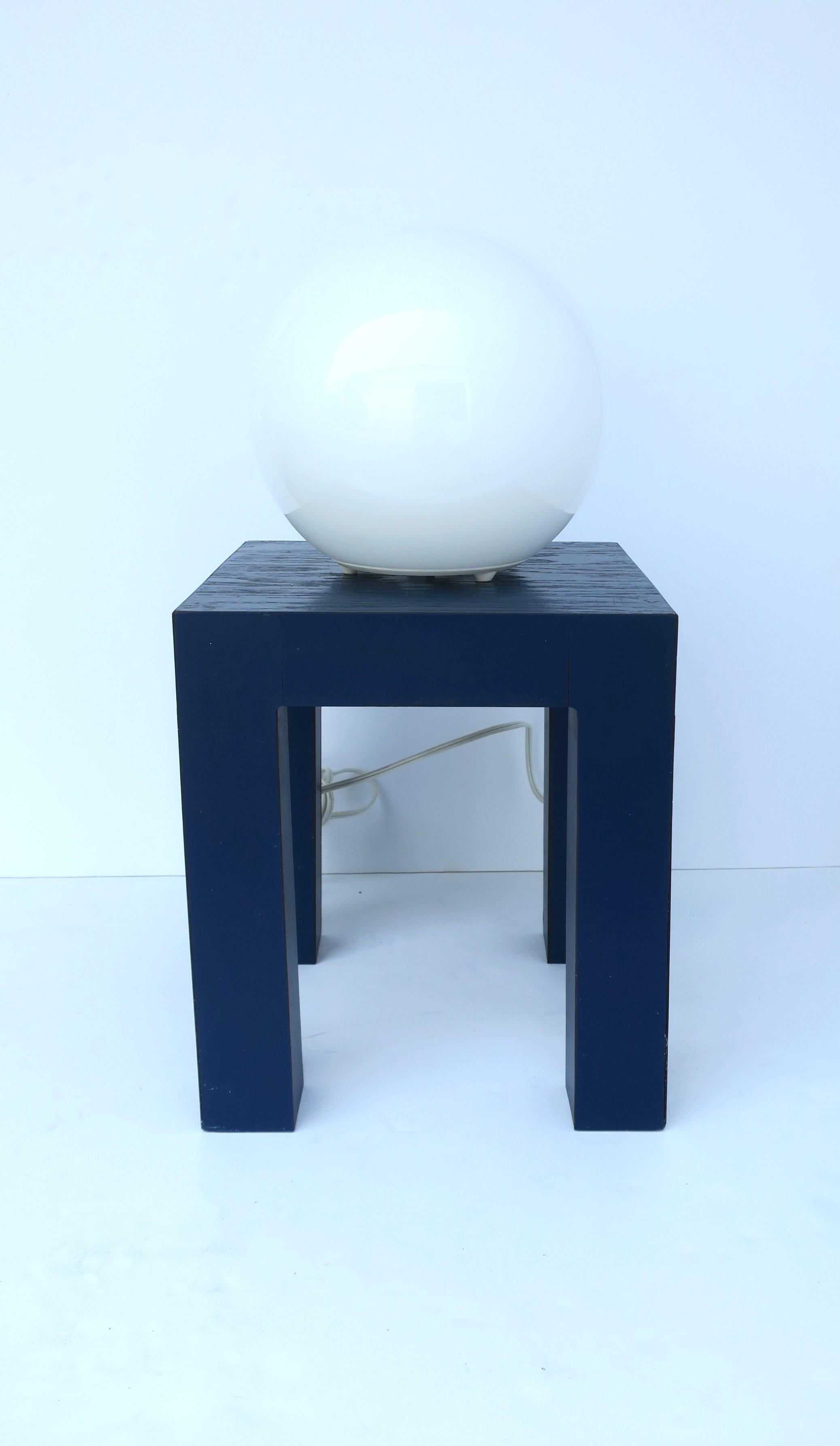 Post-Modern Postmodern Square Blue End Side Drink Table Memphis Style, Small For Sale