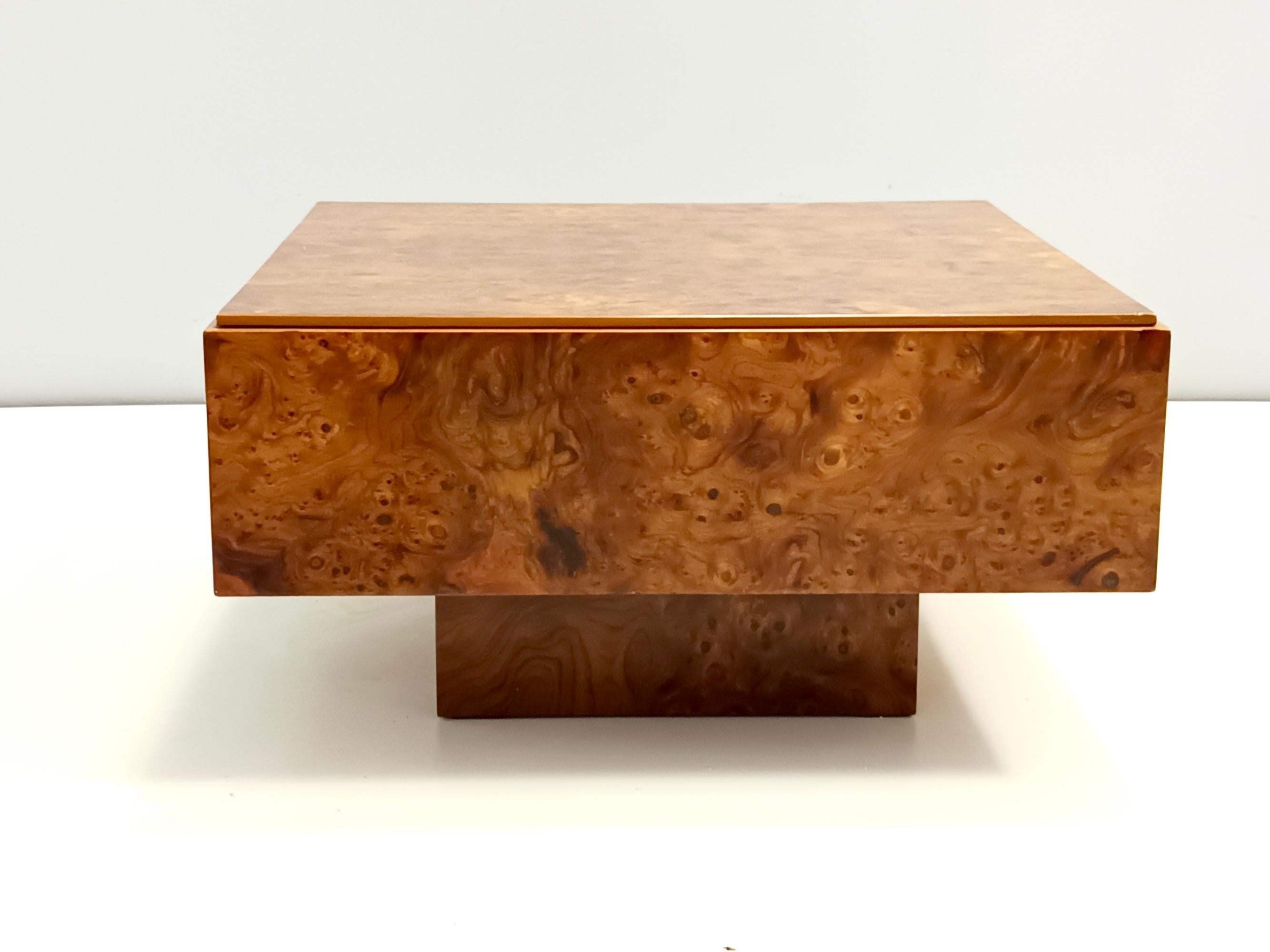Postmodern Square Elm Root Coffee Table Attr. to Willy Rizzo, Italy In Excellent Condition For Sale In Bresso, Lombardy