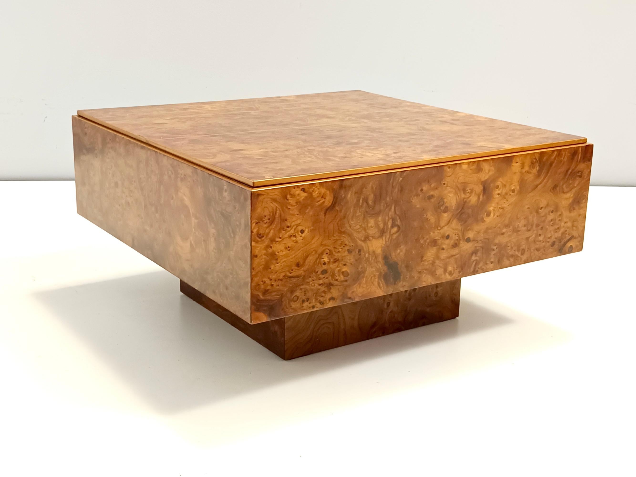 Late 20th Century Postmodern Square Elm Root Coffee Table Attr. to Willy Rizzo, Italy
