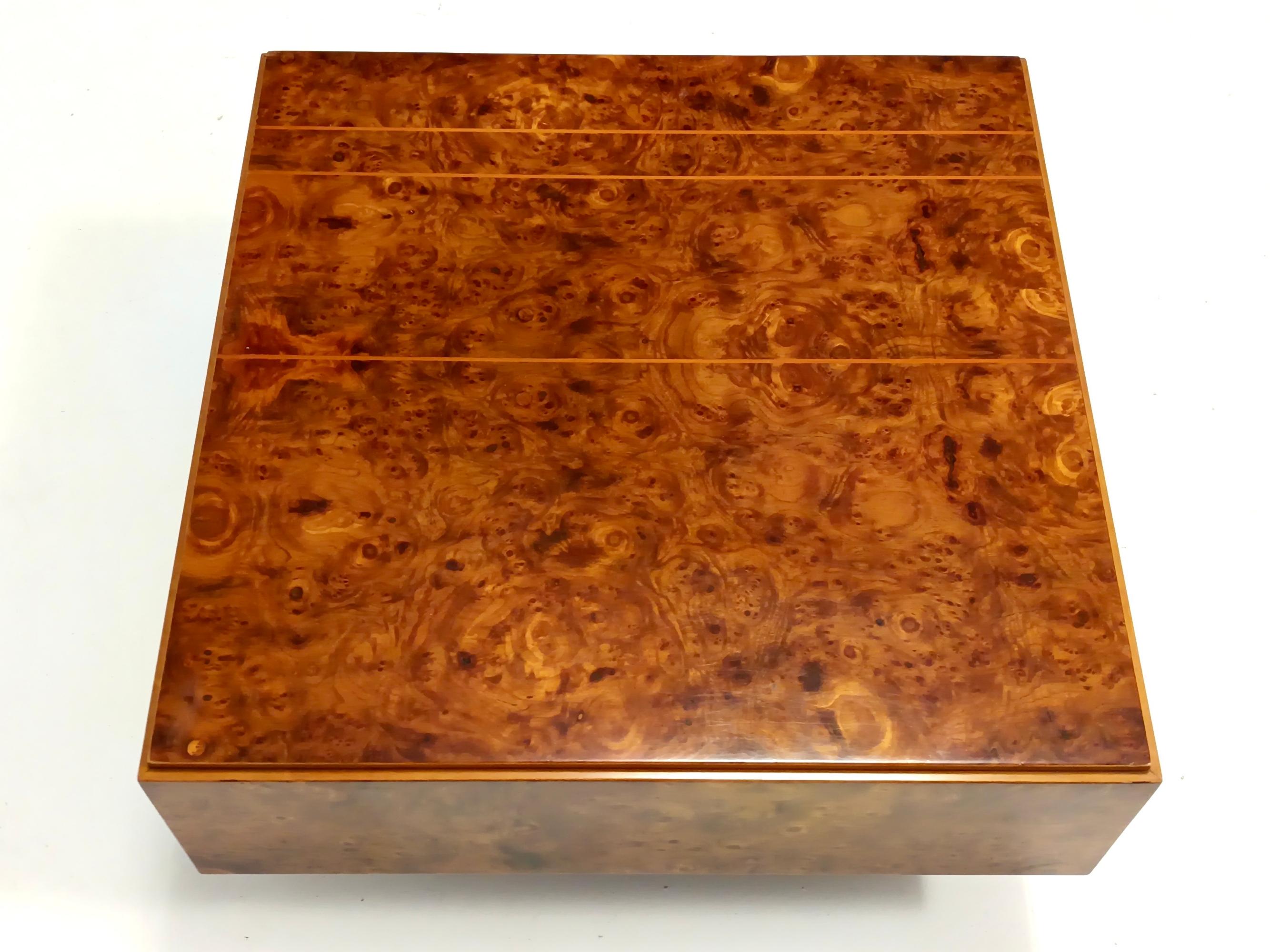 Postmodern Square Elm Root Coffee Table Attr. to Willy Rizzo, Italy For Sale 2