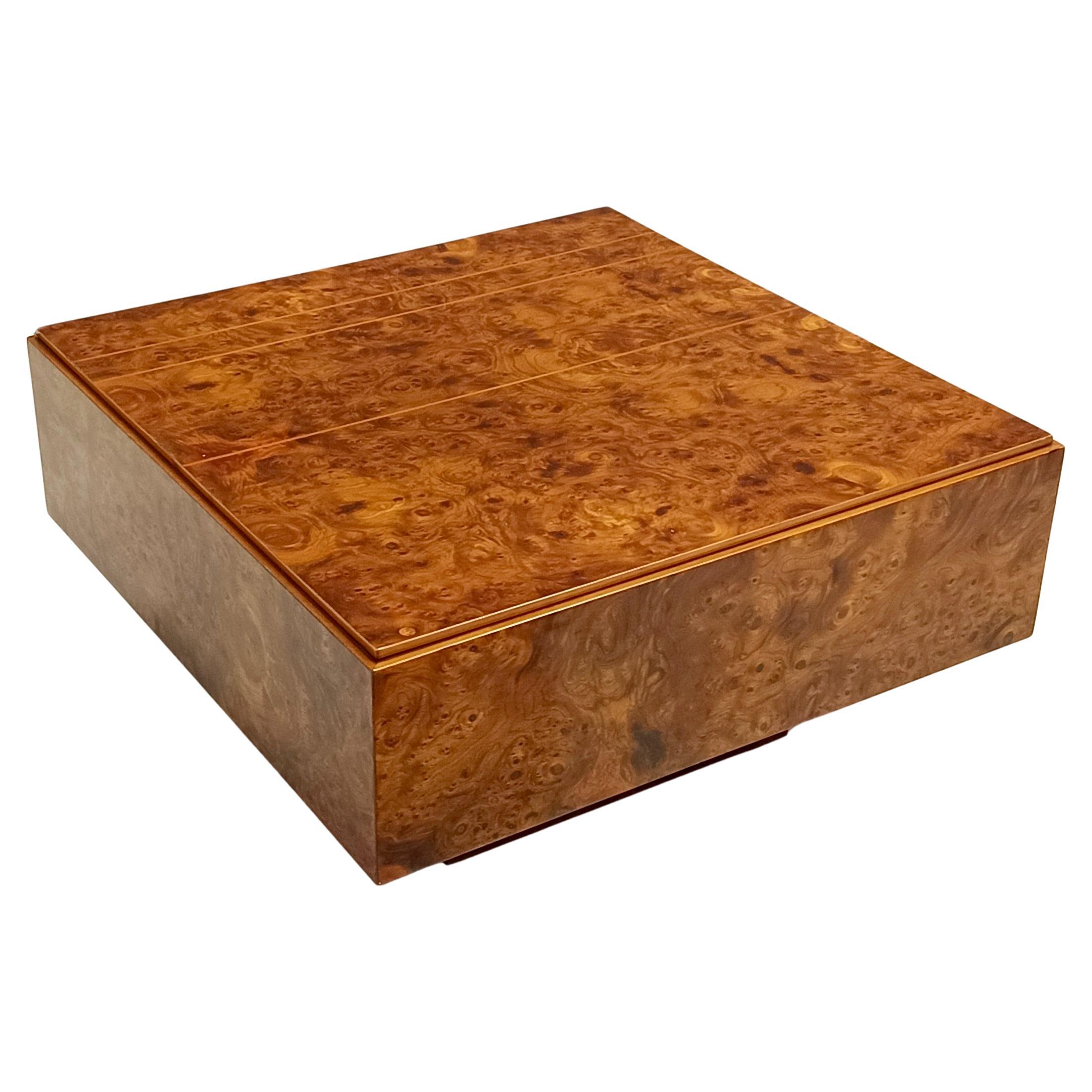 Postmodern Square Elm Root Coffee Table Attr. to Willy Rizzo, Italy For Sale