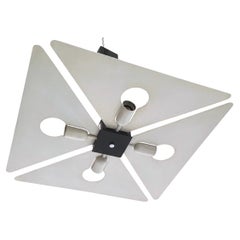 Postmodern Square Silver Metal Pendant, 1970s