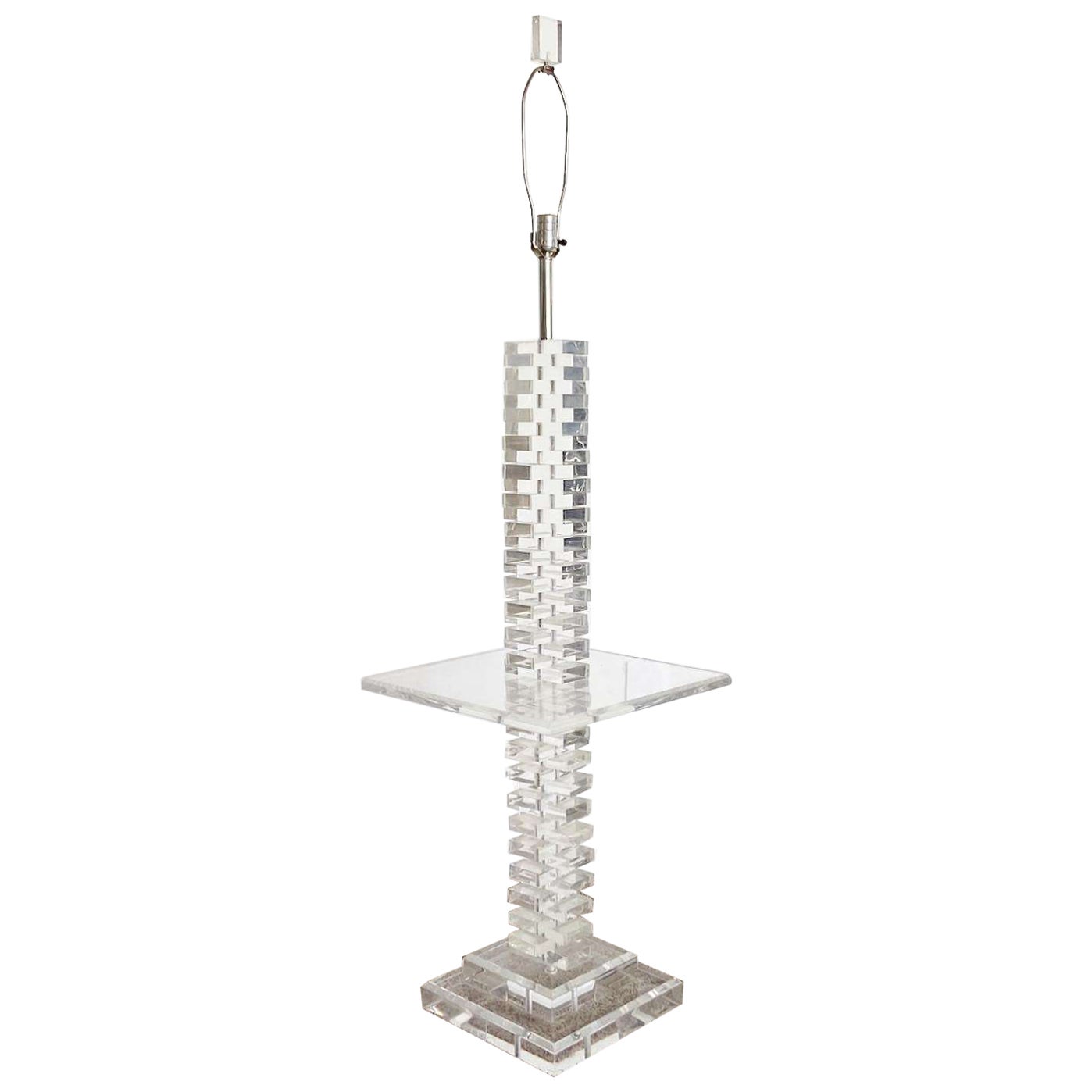 Postmodern Stacked Lucite Floor Lamp/Side Table