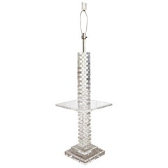 Lampadaire/table d'appoint postmoderne en lucite empilé