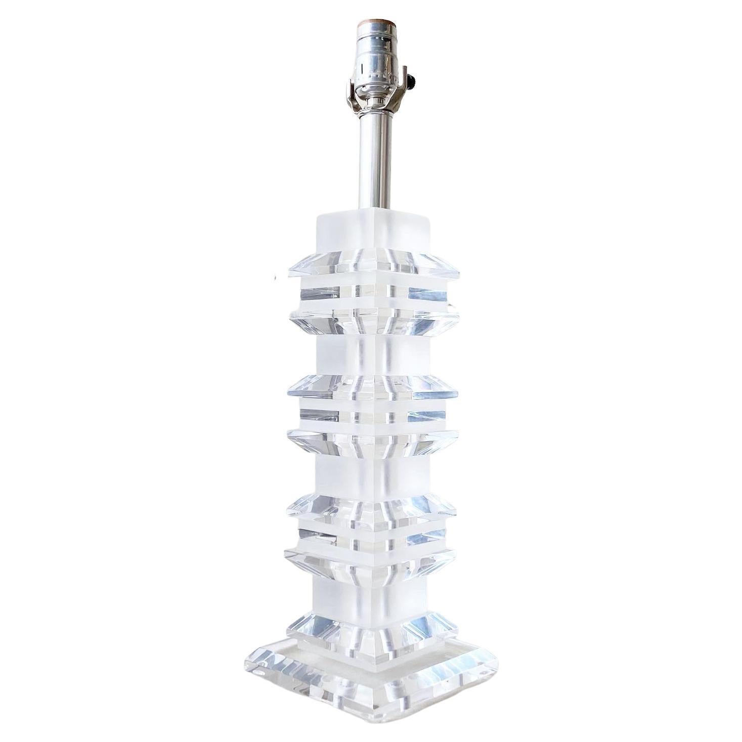 Postmodern Stacked Lucite Table Lamp