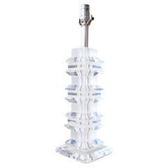 Vintage Postmodern Stacked Lucite Table Lamp
