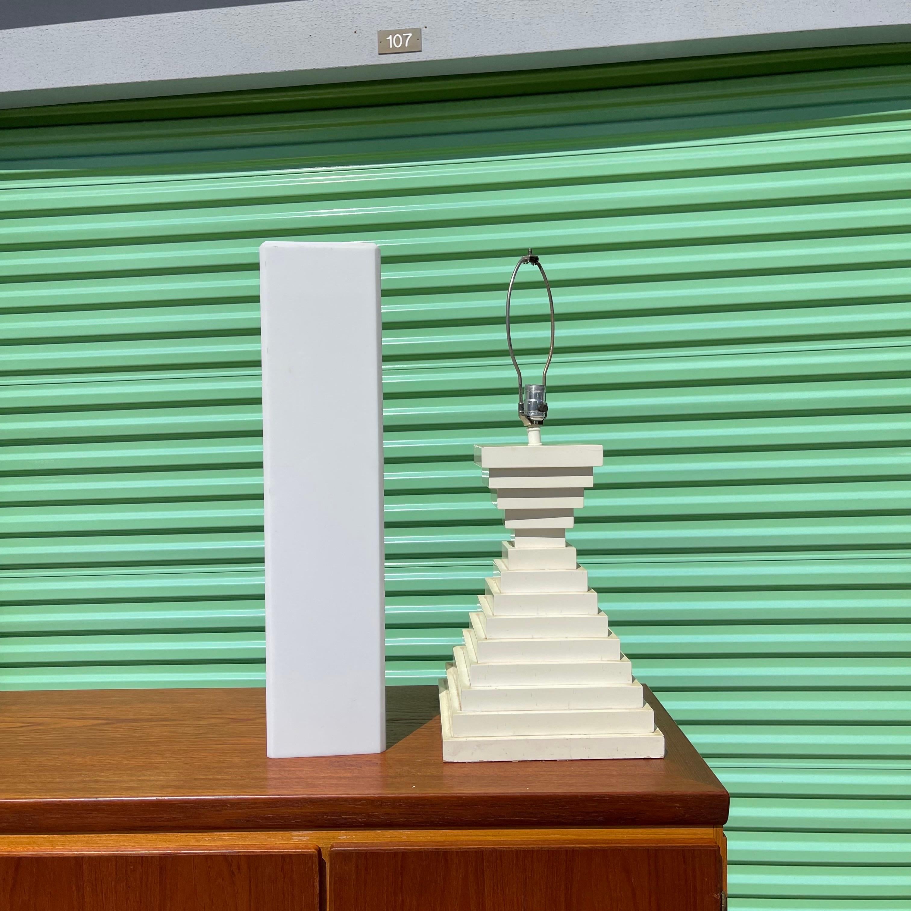 Postmodern Stacked Wood Block Pyramid Floor or Table Lamp For Sale 6