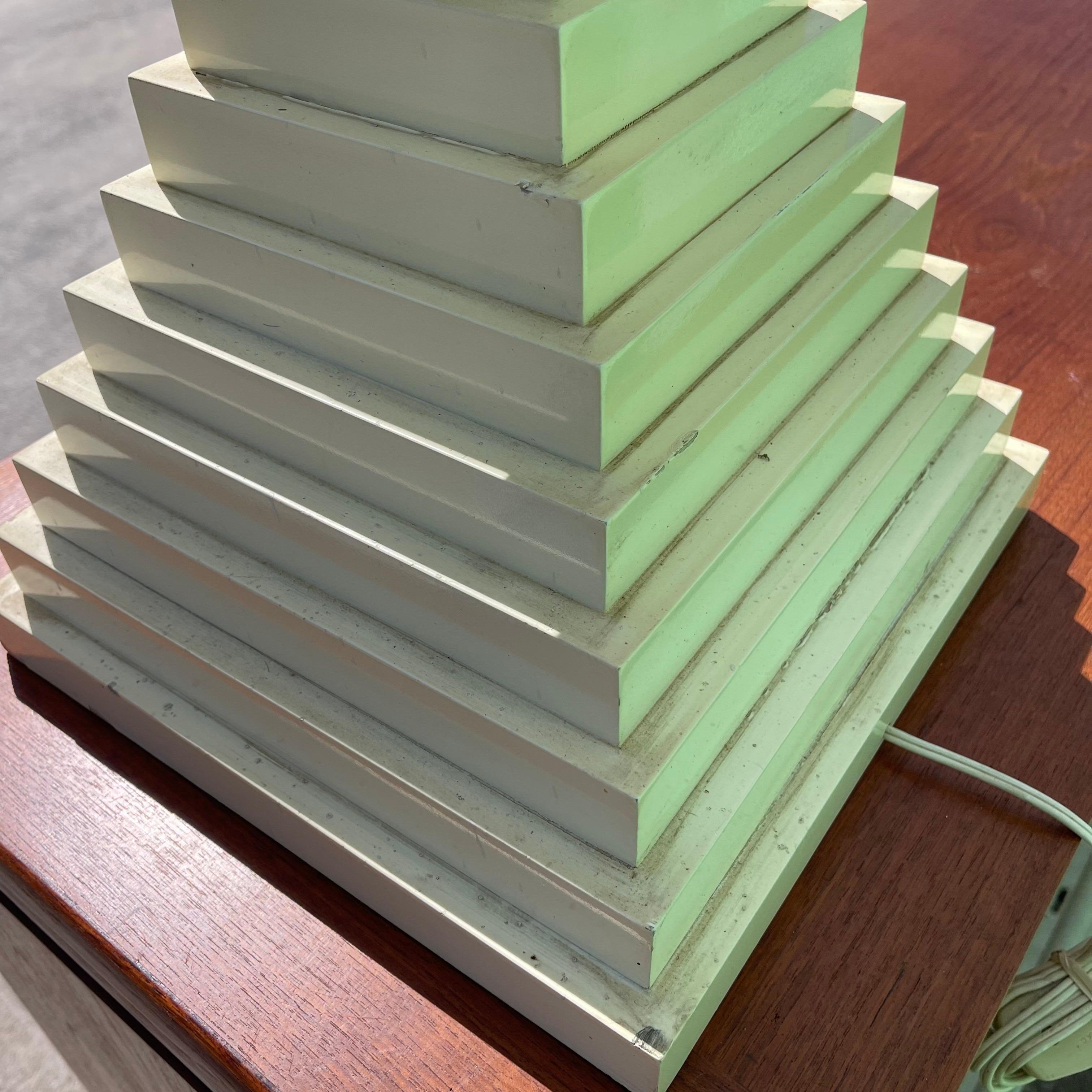 Postmodern Stacked Wood Block Pyramid Floor or Table Lamp For Sale 2