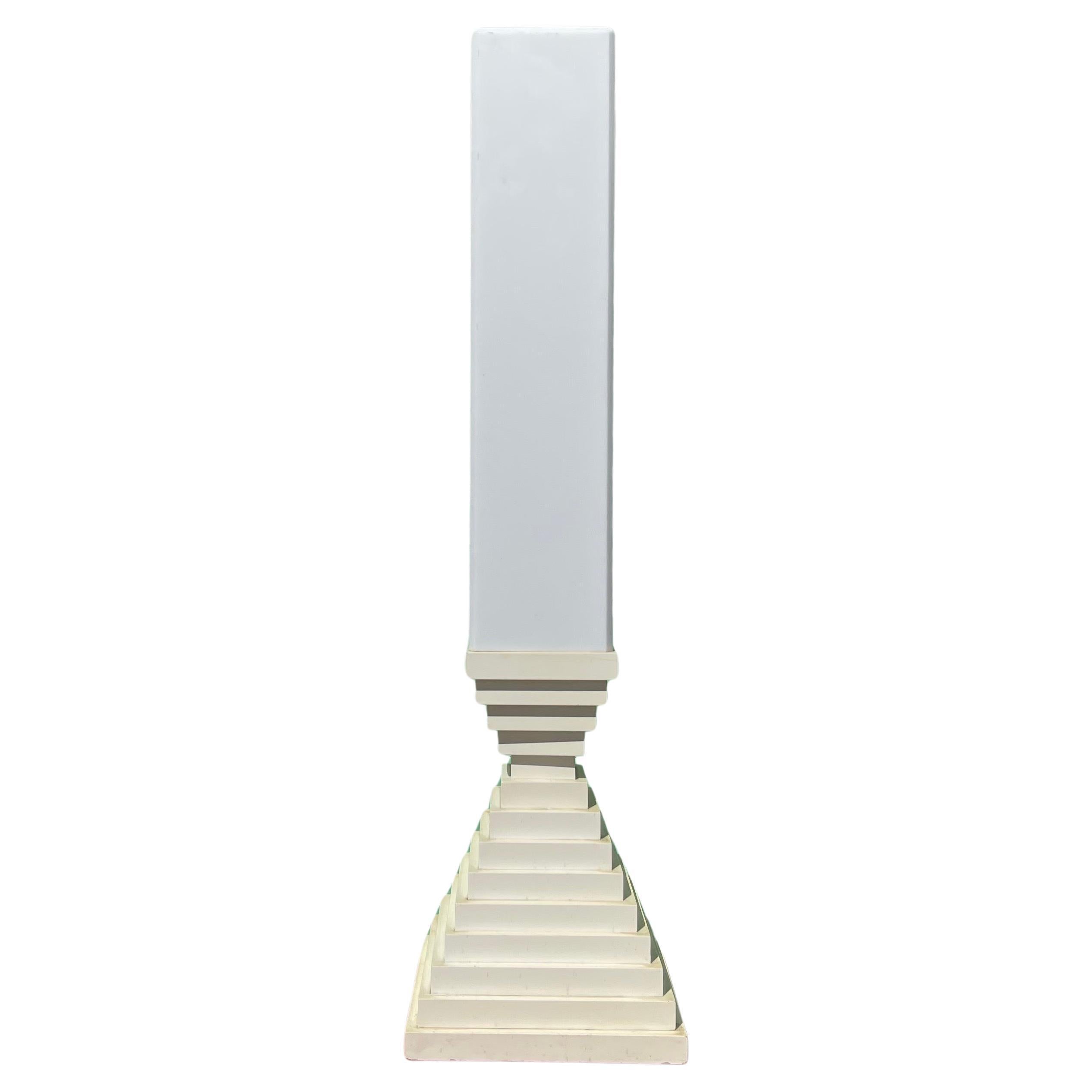 Postmodern Stacked Wood Block Pyramid Floor or Table Lamp For Sale