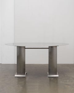 Postmodern Stainless Steel Dining Table, c.1980