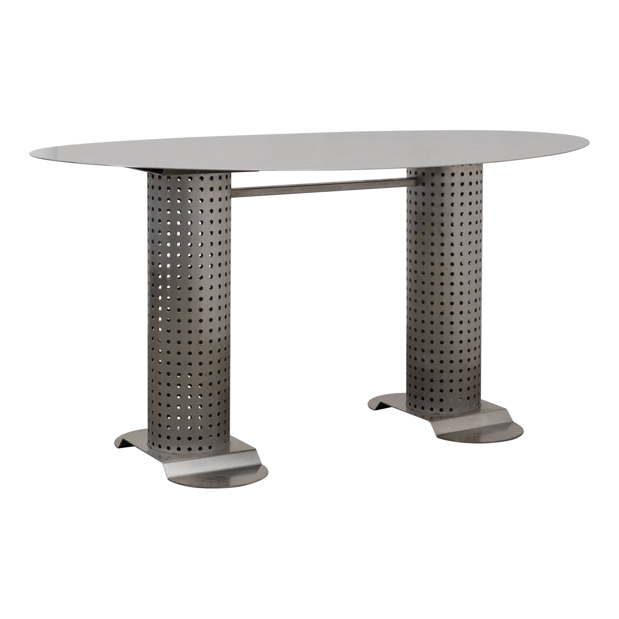 Postmodern Stainless Steel Dining Table, c.1980
