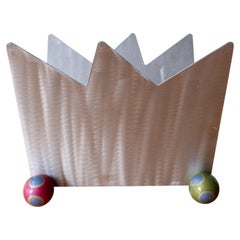 Postmodern Stainless Steel Memphis Magazine Holder 1980s