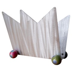Postmodern Stainless Steel Memphis Magazine Holder 1980s