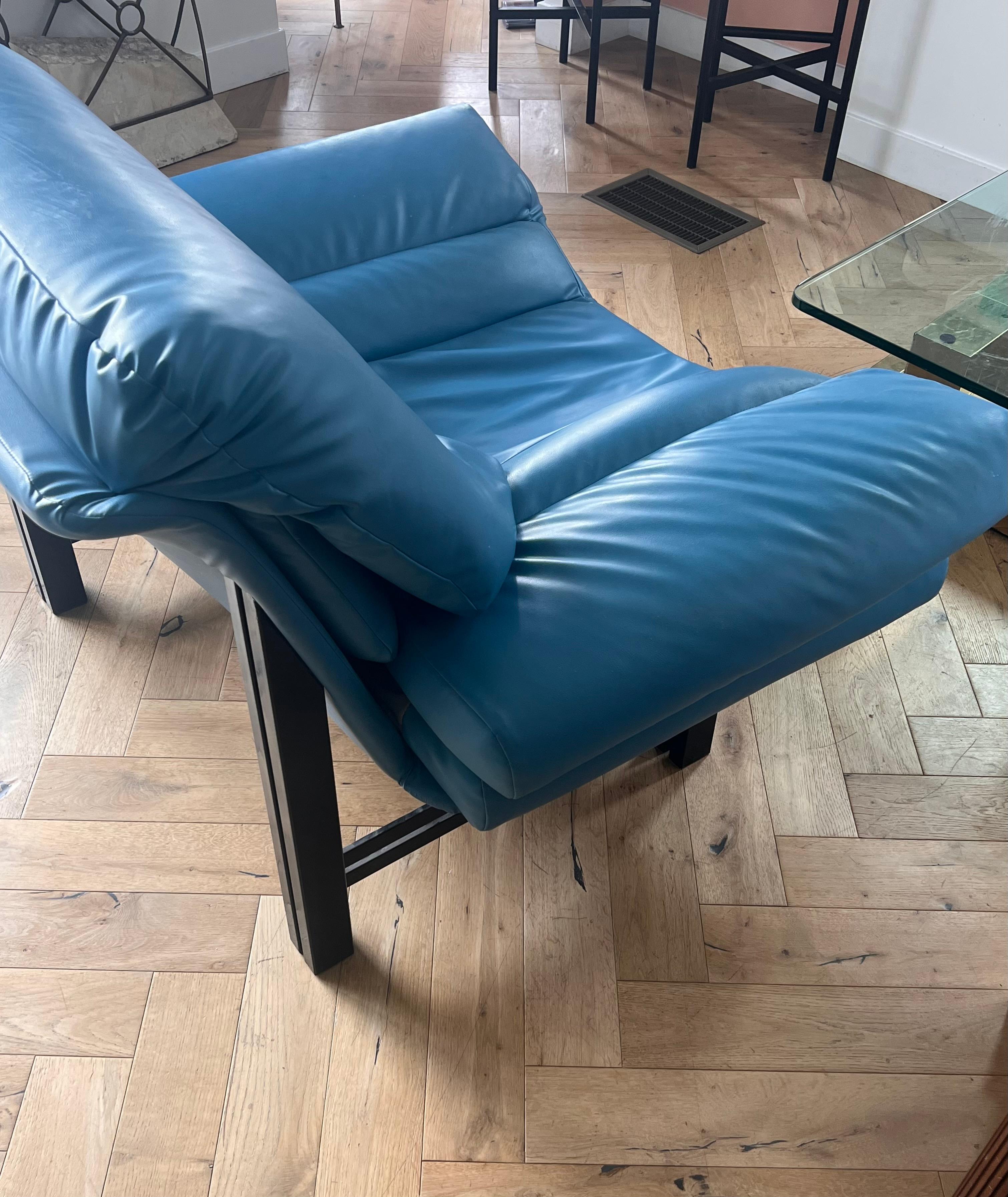 Postmodern statement club chair in cerulean blue, late 20th century  4