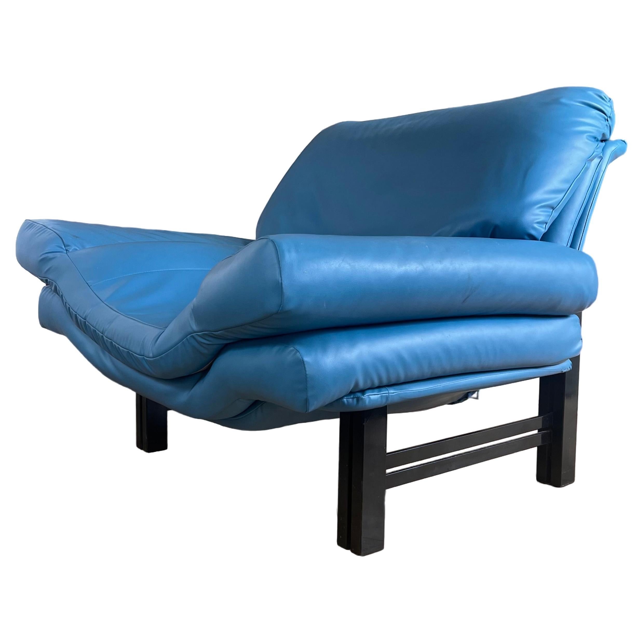 Postmodern statement club chair in cerulean blue, late 20th century 
