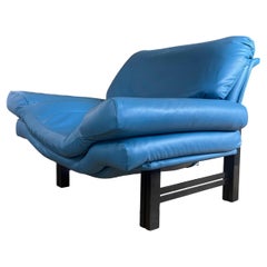 Fauteuil club postmoderne en bleu céruléen, fin du 20e siècle 