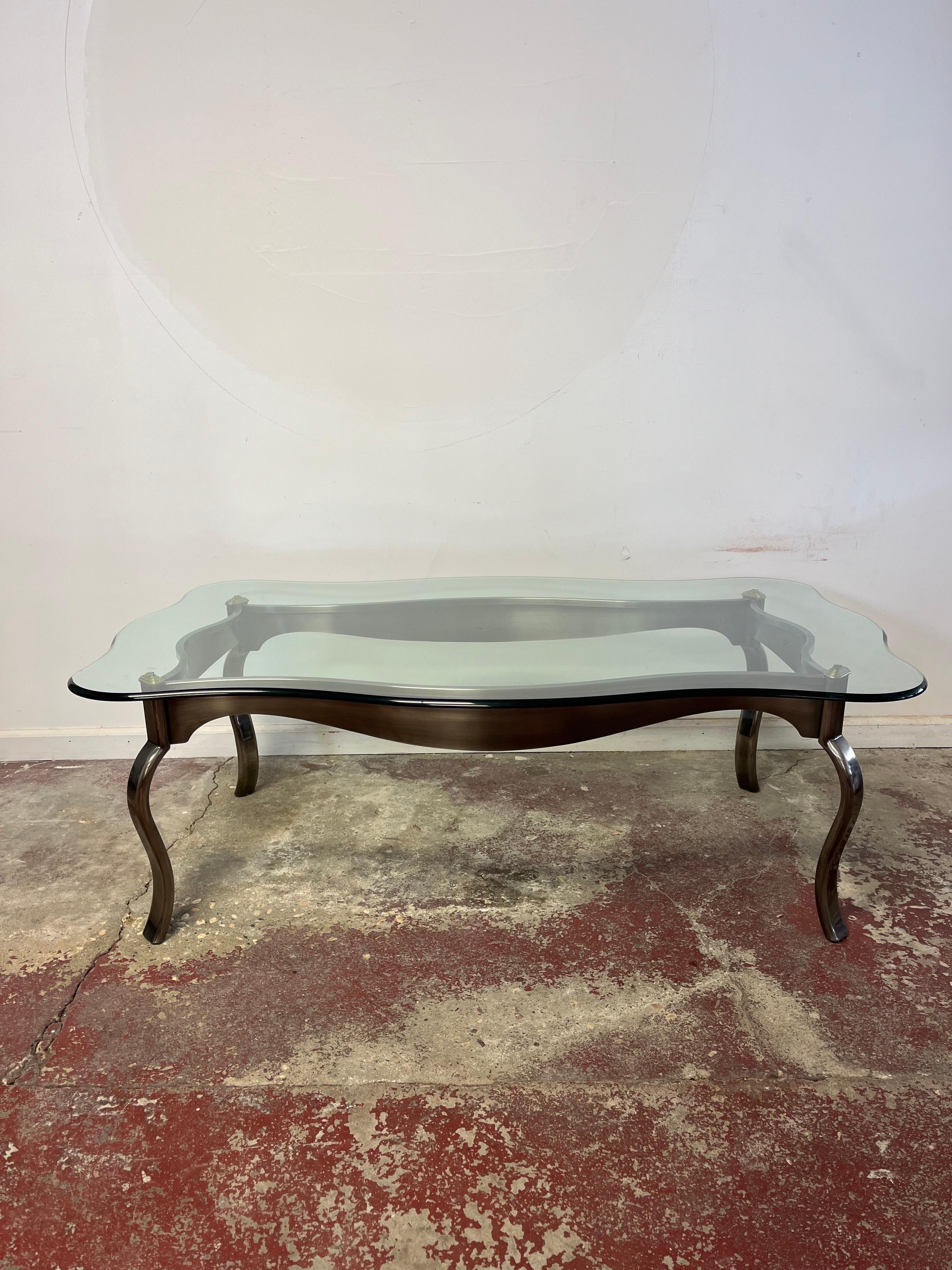 Unknown Postmodern Steel and Brass coffee table For Sale