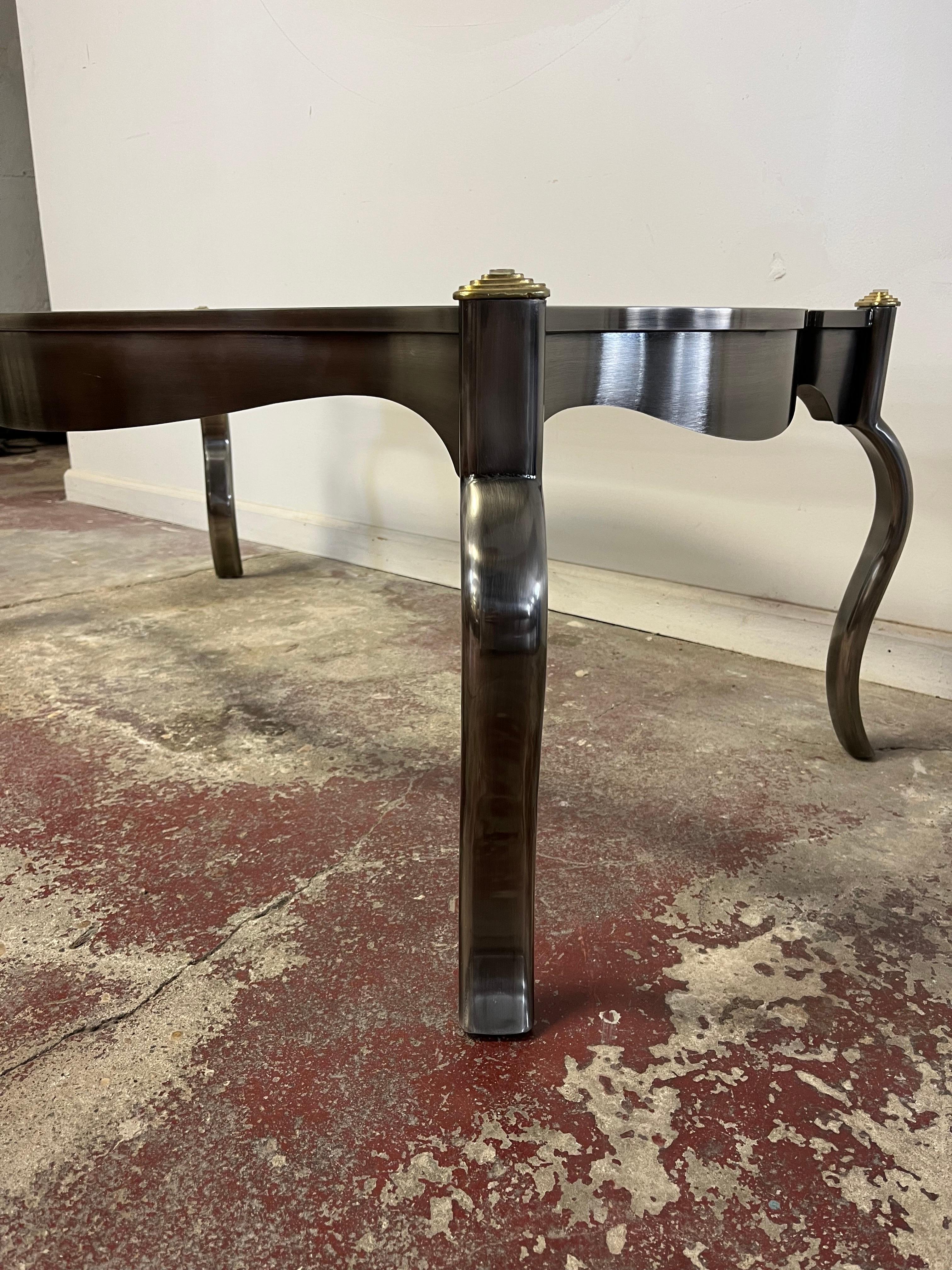 Postmodern Steel and Brass coffee table In Good Condition For Sale In W Allenhurst, NJ